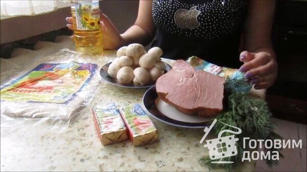 Рулет из лаваша с копченым мясом и грибами фото к рецепту 1