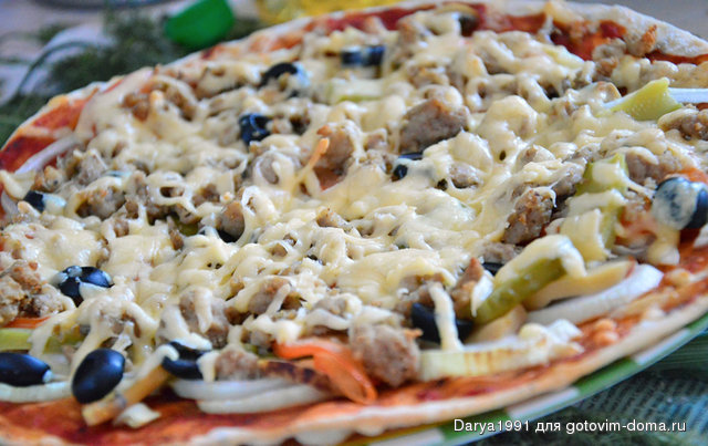Тесто Для Пиццы_Мясная пицца с гррибами и овощами.JPG