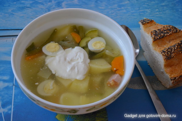 куриный суп со стручковой фасолью, кабачком и ветчиной.JPG