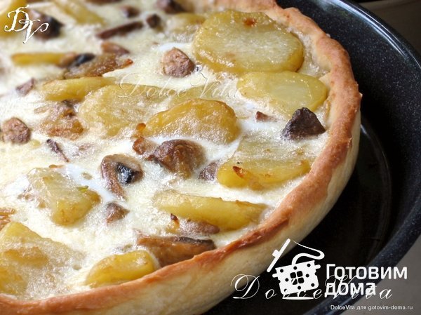 Открытый пирог с картофелем и грибами фото к рецепту 8