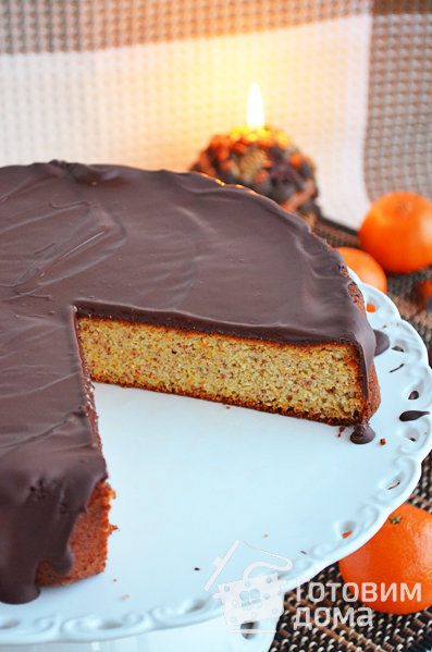 Мандариново-миндальный пирог под шоколадом фото к рецепту 4