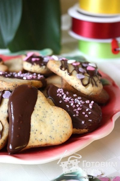 Печенье-сердечки с маком и марципаном фото к рецепту 5