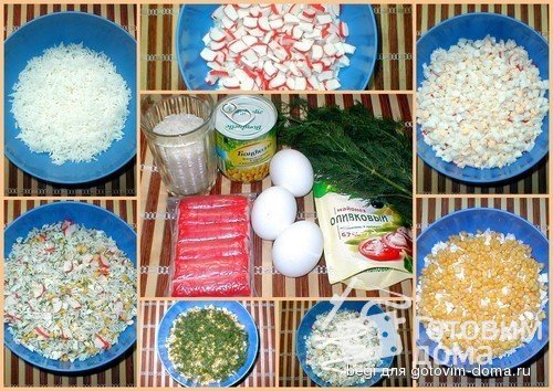 Крабовый салат с рисом и укропом фото к рецепту 1