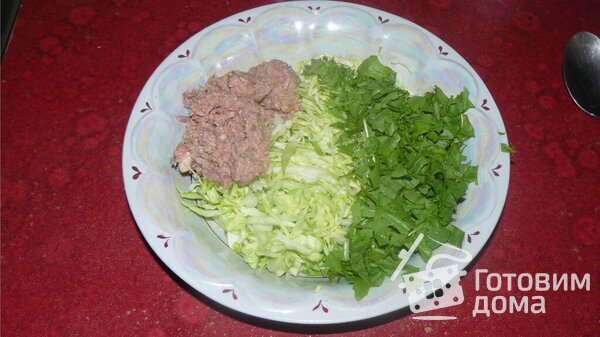 Салат с молодой капусты с тунцом и сухариками фото к рецепту 1