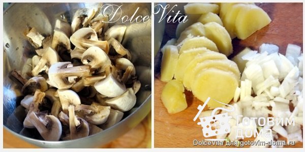 Открытый пирог с картофелем и грибами фото к рецепту 3