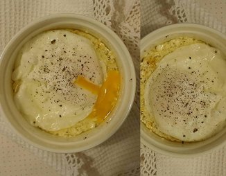 Запеченный творог с яйцом пашот