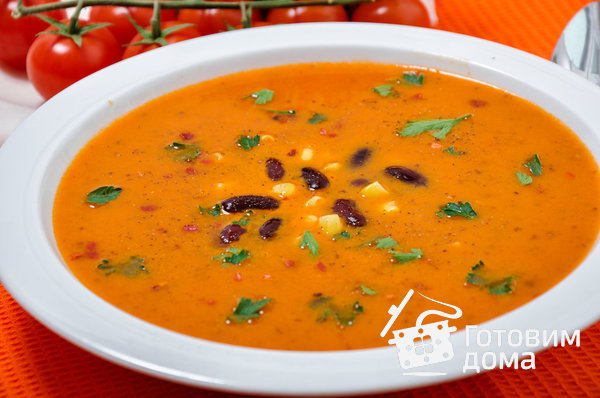 Суп-пюре с консервированной фасолью и томатами фото к рецепту 7