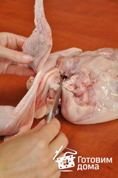 Курица, фаршированная блинами фото к рецепту 4