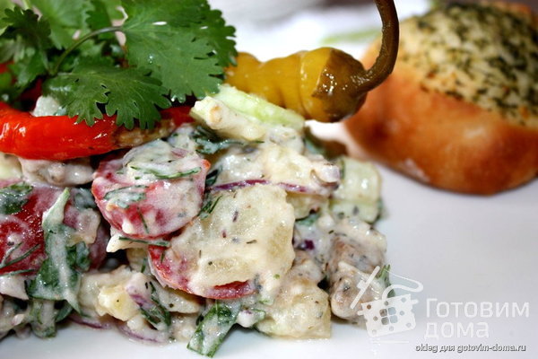 Картофельный салат с мясом гирос и дзадзики (тцацики) фото к рецепту 8