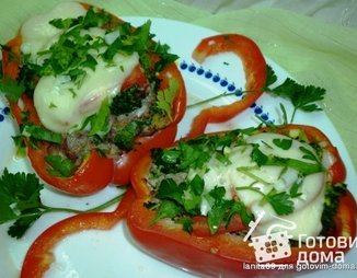 Перцы запечённые с говядиной и брокколи