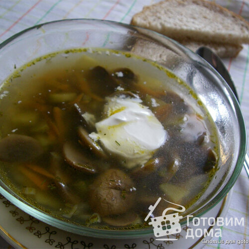 Постный суп с грибами и чечевицей
