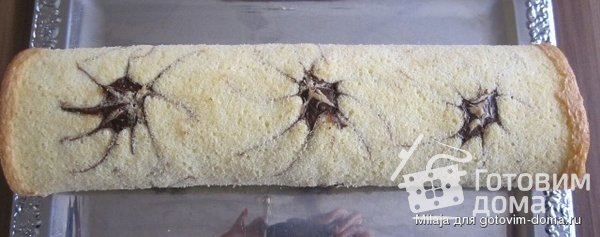 Бисквитный рулет с творожным кремом и абрикосами фото к рецепту 1