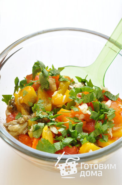 Салат из запеченных баклажанов, помидоров и перца фото к рецепту 10