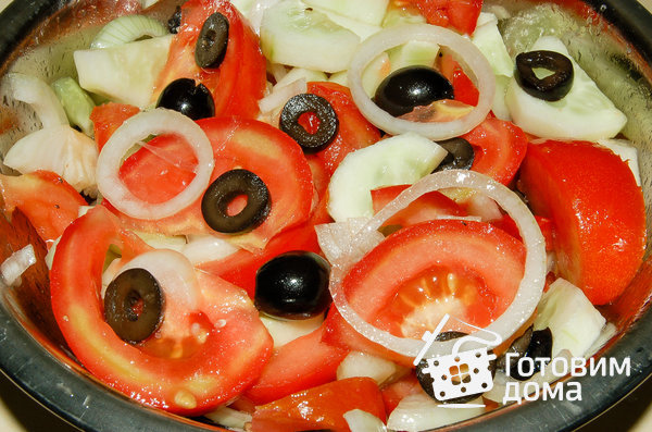 Греческий салат (постный) фото к рецепту 6