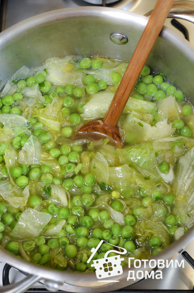 Крем-суп из зеленого горошка и салата Айсберг фото к рецепту 5