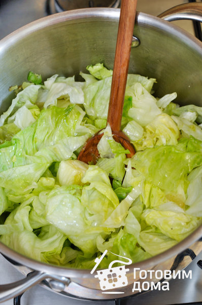 Крем-суп из зеленого горошка и салата Айсберг фото к рецепту 2