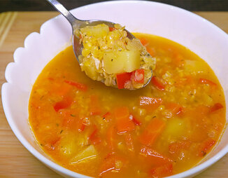 Постный суп из красной чечевицы с картофелем
