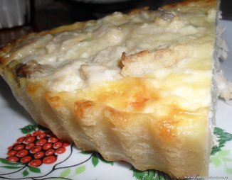 Лоранский пирог с курицей, грибами и брокколи