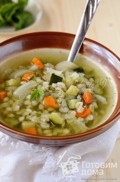 Постный суп с перловкой и базиликом (без масла) фото к рецепту 1