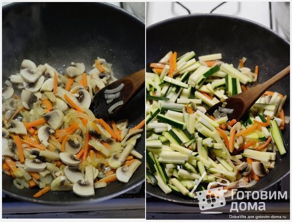 Кантонская лапша с овощами, грибами и яйцом фото к рецепту 1