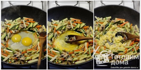 Кантонская лапша с овощами, грибами и яйцом фото к рецепту 2