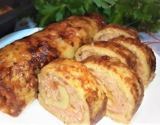 Рулеты из картофеля с мясом и сыром запеченные в духовке
