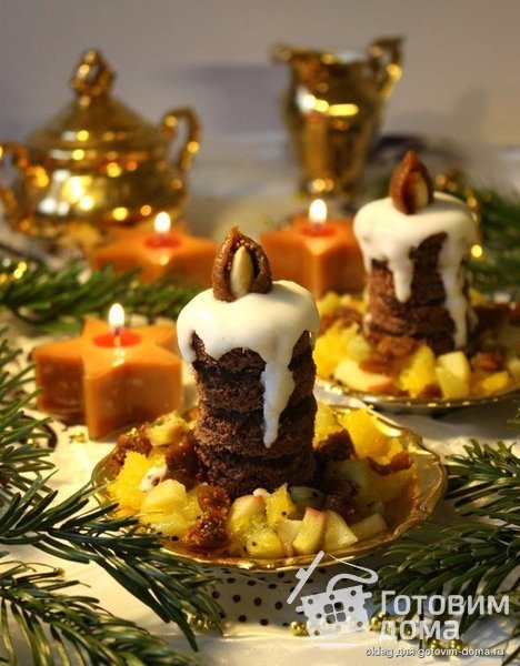 Десерт «Рождественские свечи с карамелизированными фруктами» фото к рецепту 7