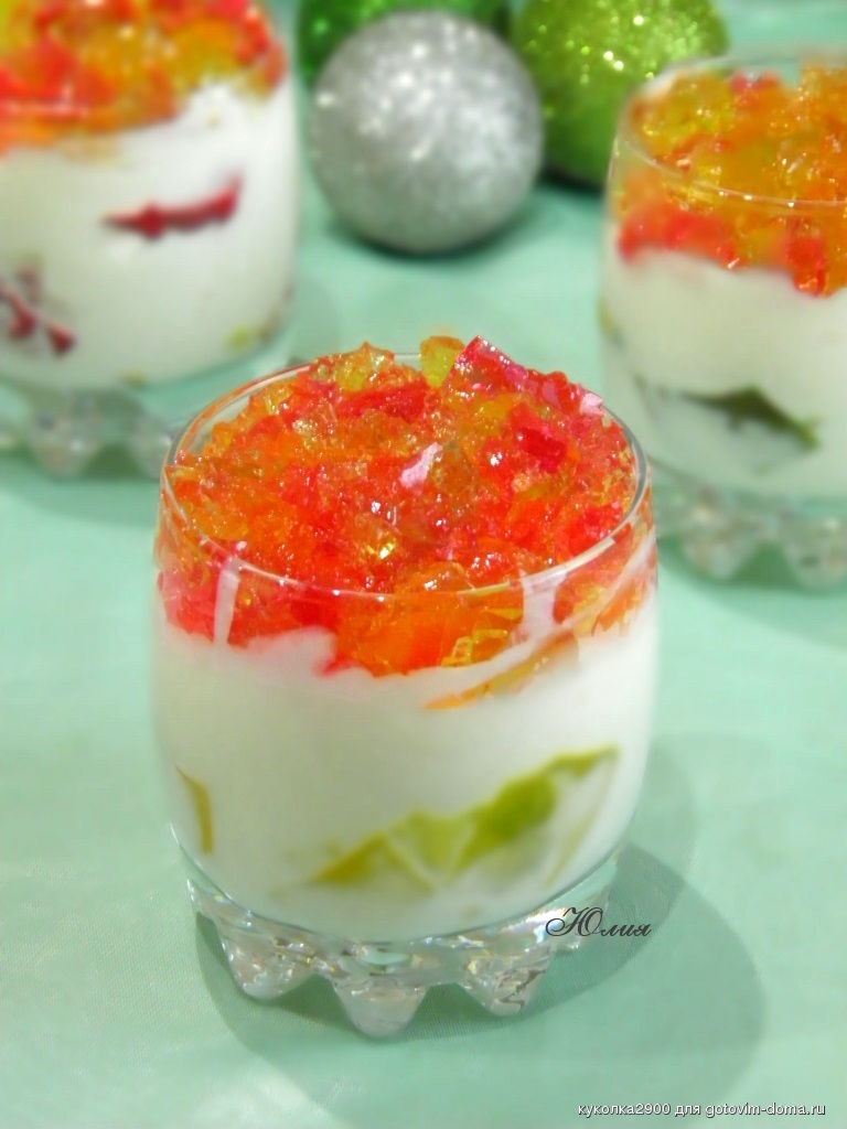Десерт из желе с фруктами