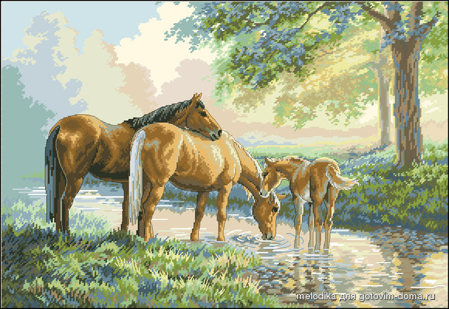 Dimensions 35174 - Horses by a stream-DMC.jpg