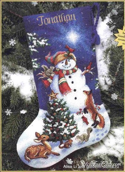 Dimensions 8640 Glistening snowman stocking1.jpg