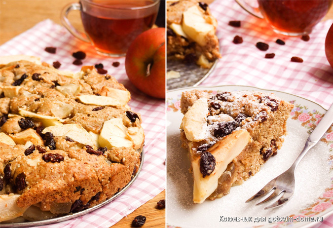 Пирог с яблоками и изюмом