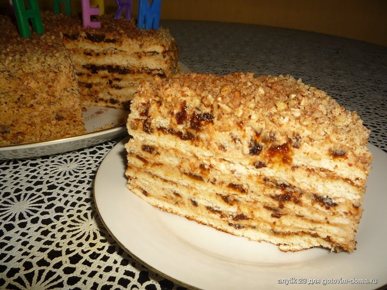 Медовый торт с грецкими орехами