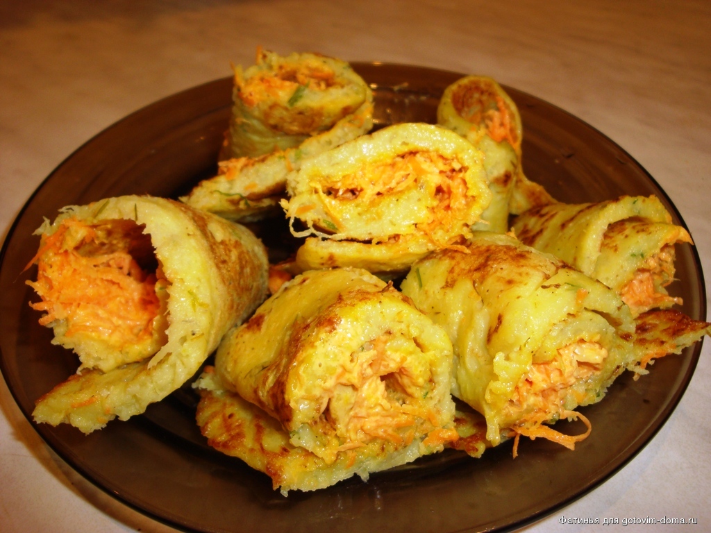 Блинчики из кабачков с начинкой