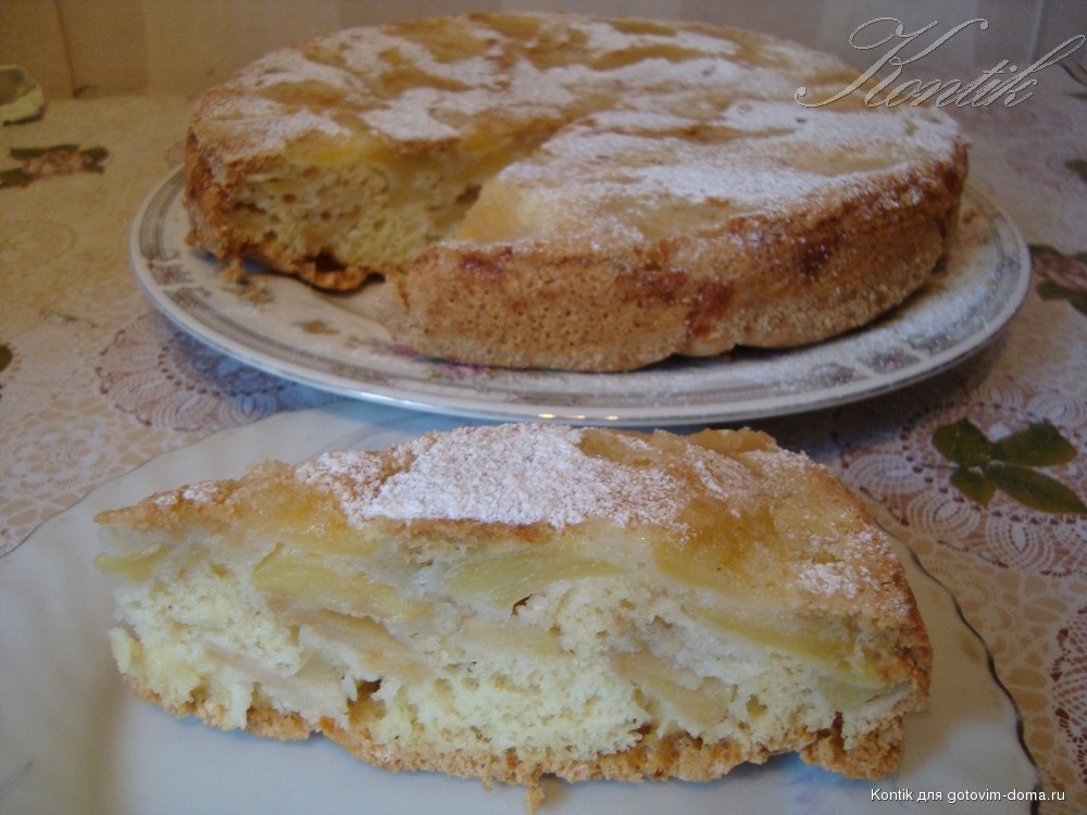 Пирог с яблоками без яиц