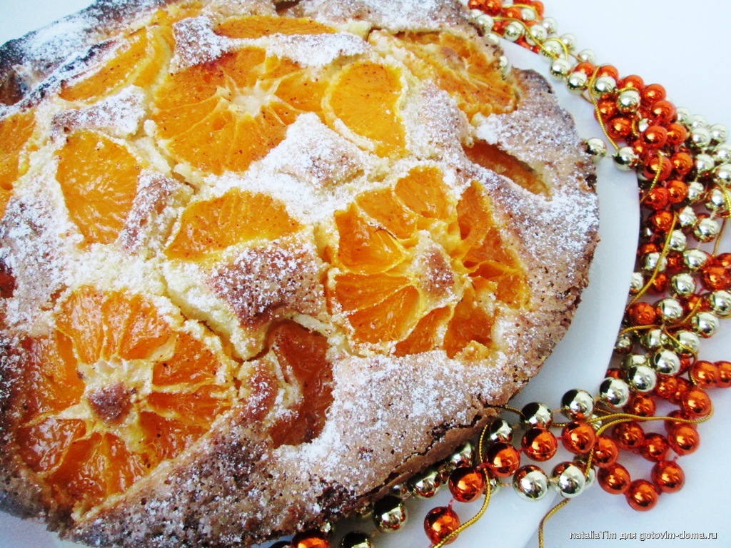 Пирог с мандариновыми дольками