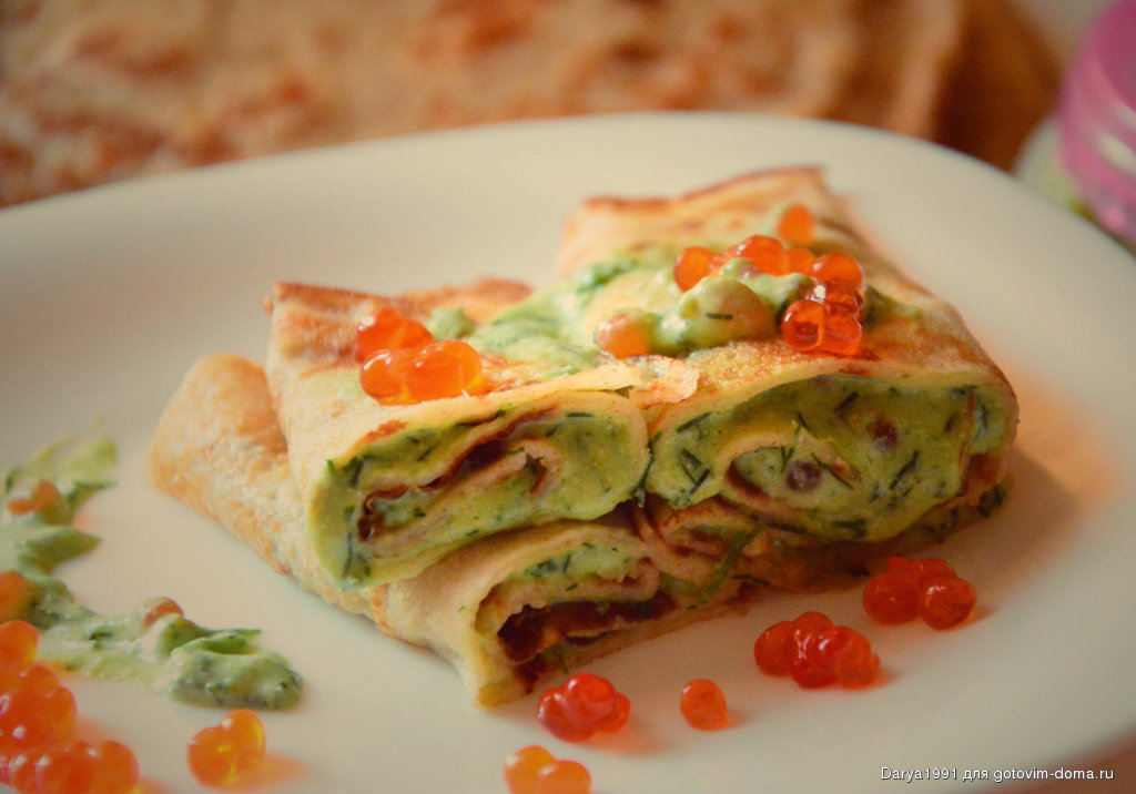 Блины с зеленым луком