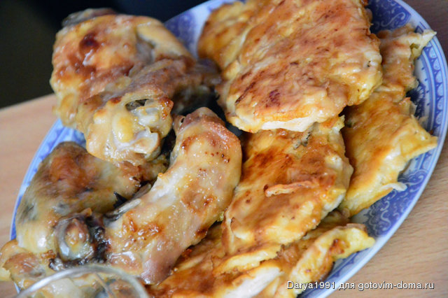 Свинина в кляре и жареная курочка.JPG