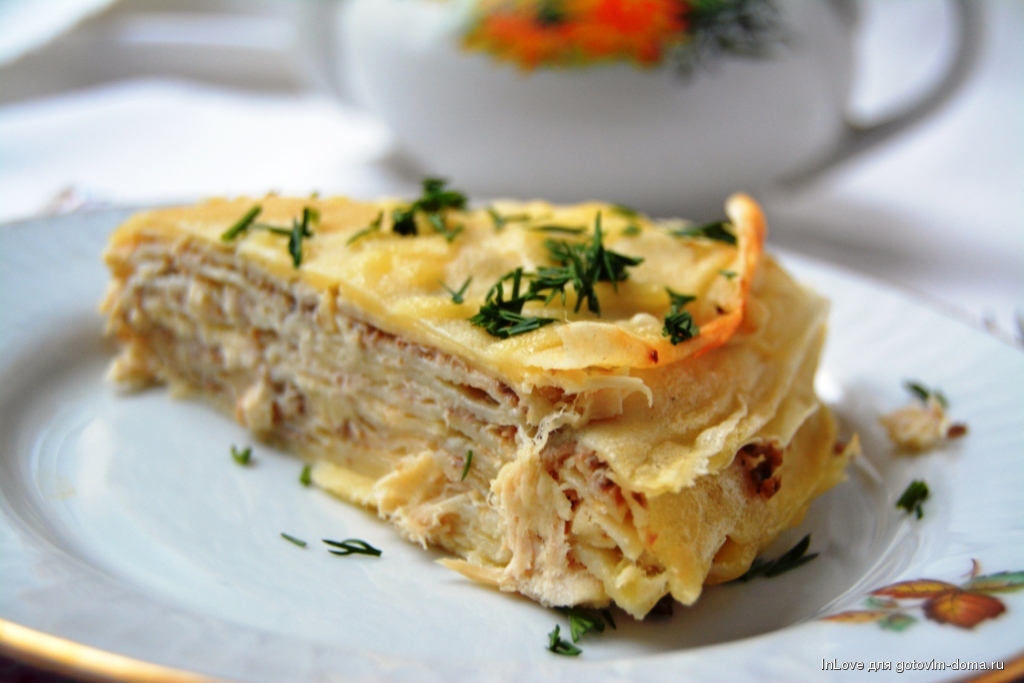 Блинный пирог с заливкой