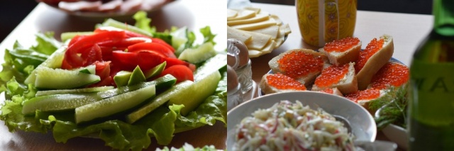 Овощная закуска с икоркой и салатиками