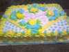 Желто-голубой торт-безе С днем рождения