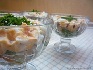 Салат с печенью минтая...лёгкий