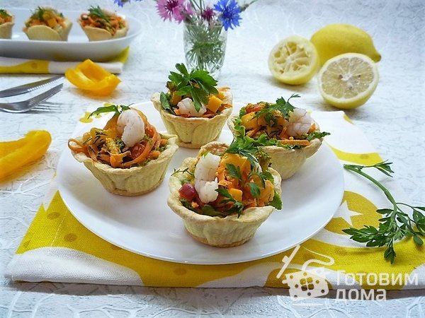 Корзиночки с салатом &quot;Солнечная креветка&quot; фото к рецепту 10