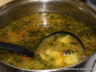 Чесночный суп с пшеном и грибами