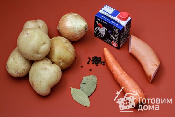 Kartoffelsuppe (немецкий картофельный суп с жареными колбасками) фото к рецепту 1