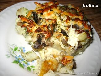 Запеканка из цветной капусты и грибами