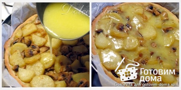 Открытый пирог с картофелем и грибами фото к рецепту 6