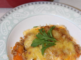 Запеканка с тыквой и мясным фаршем