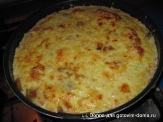 Куриная запеканка с шампиньонами и перцем