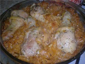 Капуста, запечённая в духовке с курочкой