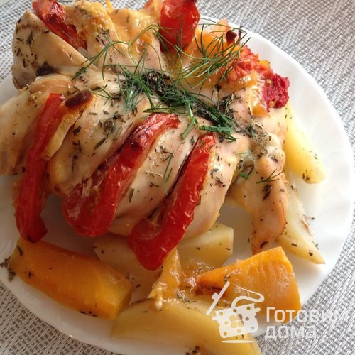 Куриная грудка с овощами